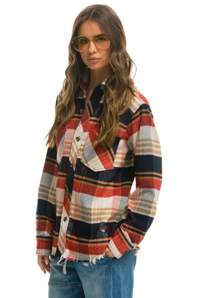 Camisa Aviator Nation Plaid Flannel Western Mujer Cowboy Plaid | 26UKBJXEZ