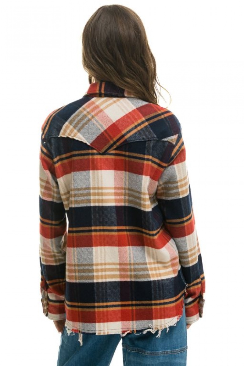Camisa Aviator Nation Plaid Flannel Western Mujer Cowboy Plaid | 26UKBJXEZ