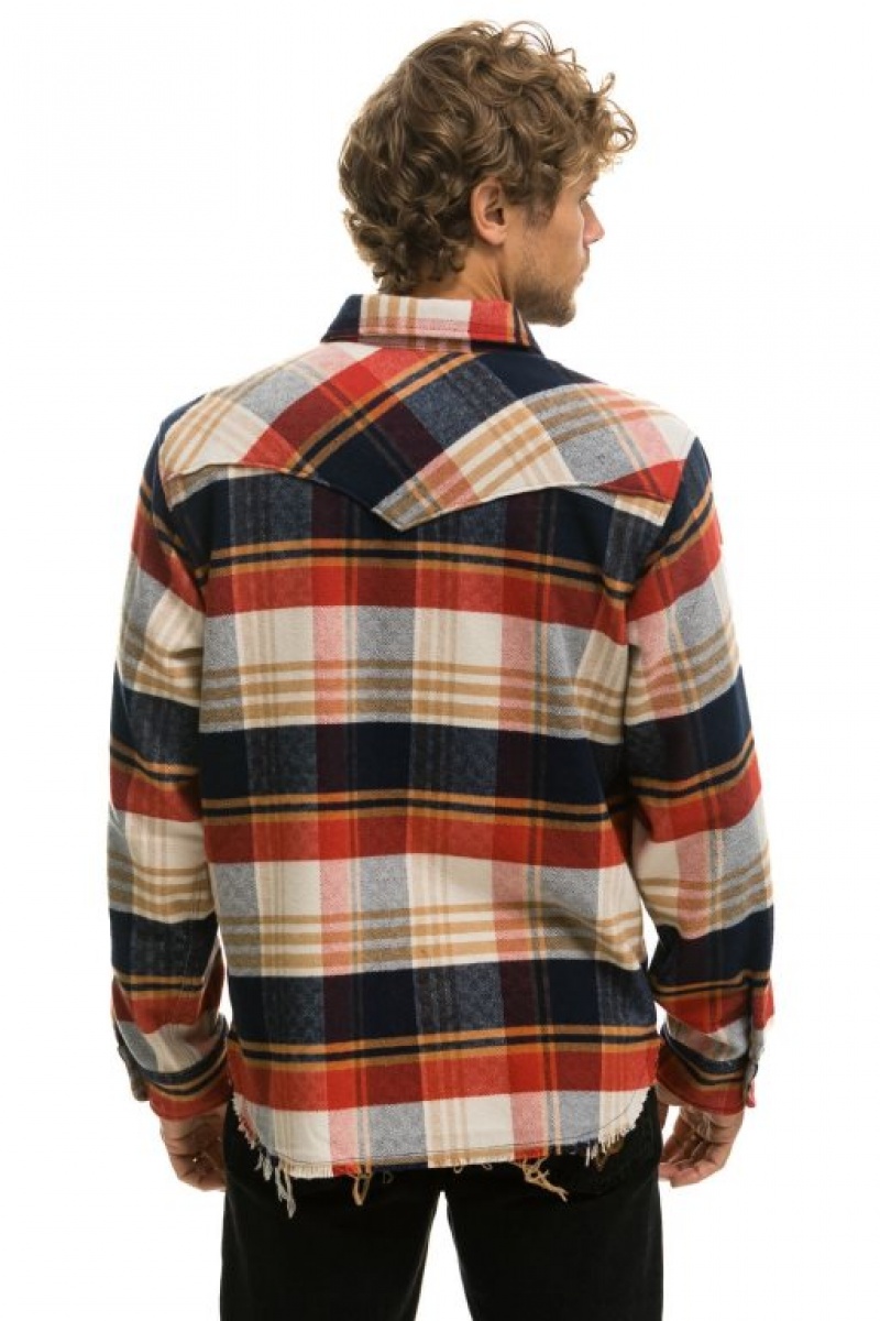 Camisa Aviator Nation Plaid Flannel Western Mujer Cowboy Plaid | 26UKBJXEZ