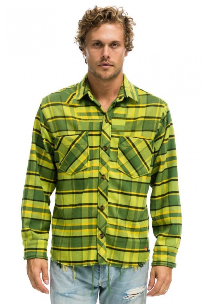 Camisa Aviator Nation Plaid Flannel Western Mujer Avocado Plaid | 27BUMKCFA