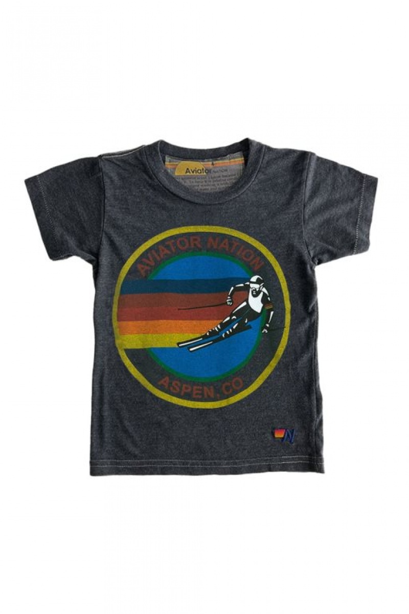 Camiseta Aviator Nation Aspen Niños Grey | 93IECGBQN