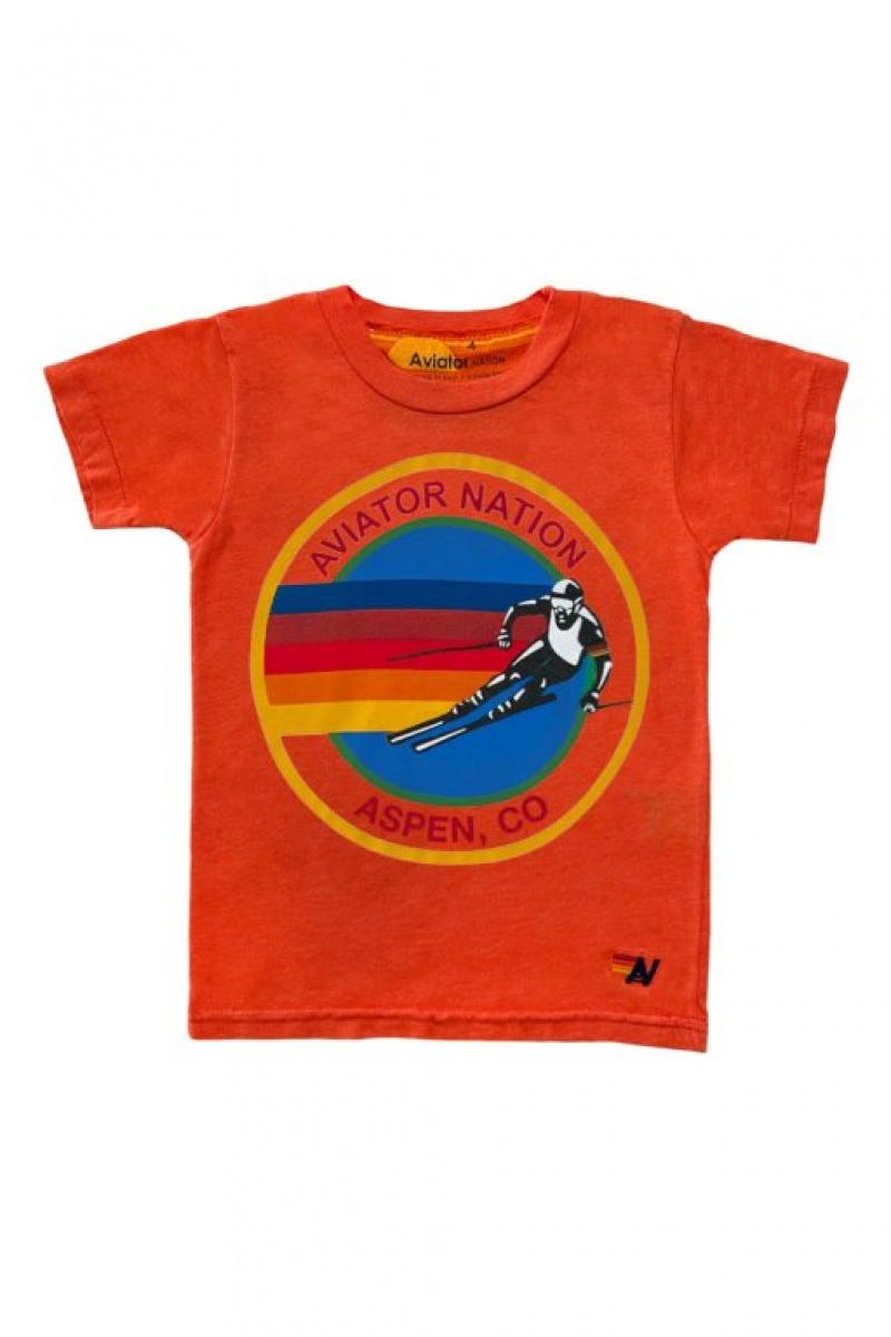 Camiseta Aviator Nation Aspen Niños Orange | 92KCJZRWP