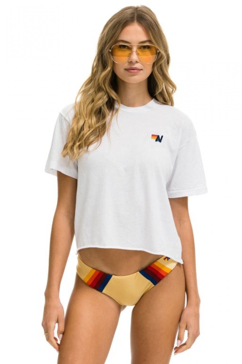 Camiseta Aviator Nation Basic Boyfriend Mujer White | 24OSYIFBX
