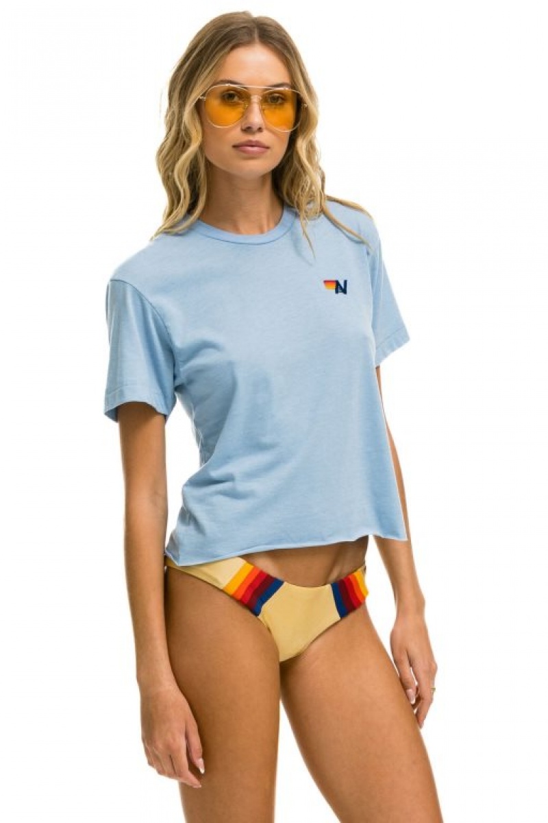 Camiseta Aviator Nation Basic Boyfriend Mujer Ice | 24QSIACXD