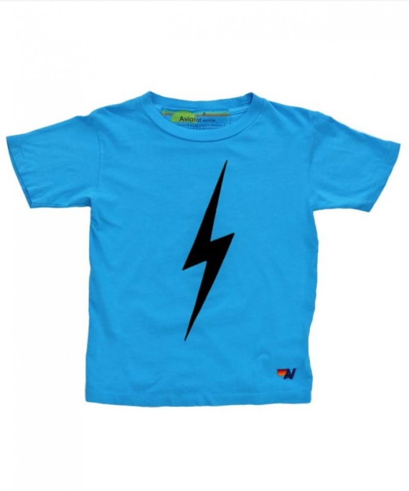 Camiseta Aviator Nation Bolt Niños Blue | 91DYCGSJU