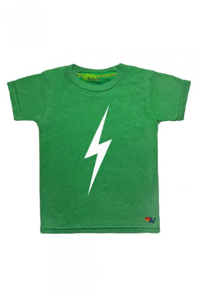 Camiseta Aviator Nation Bolt Niños Green | 91EVGCTMQ