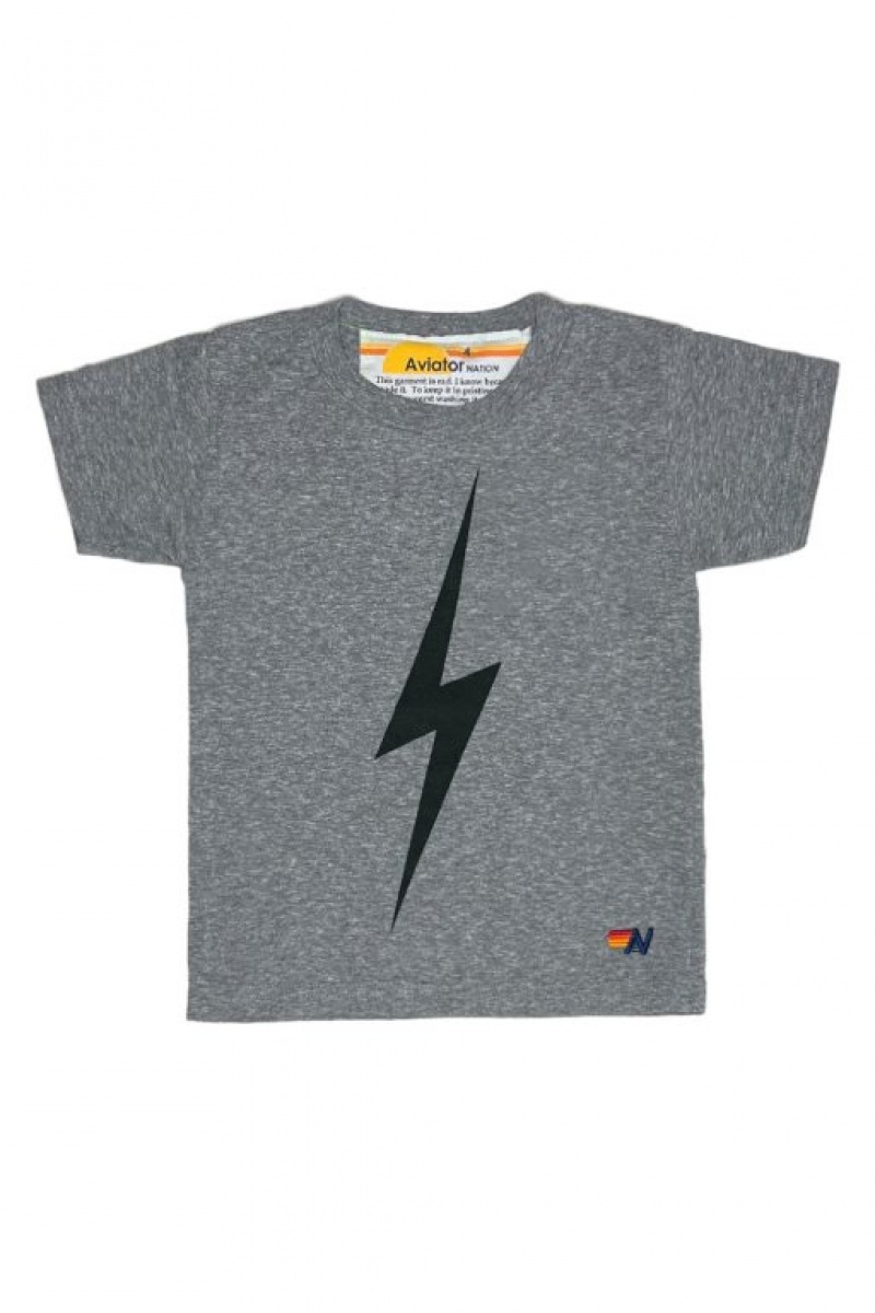 Camiseta Aviator Nation Bolt Niños Grey | 93RNGZHPU