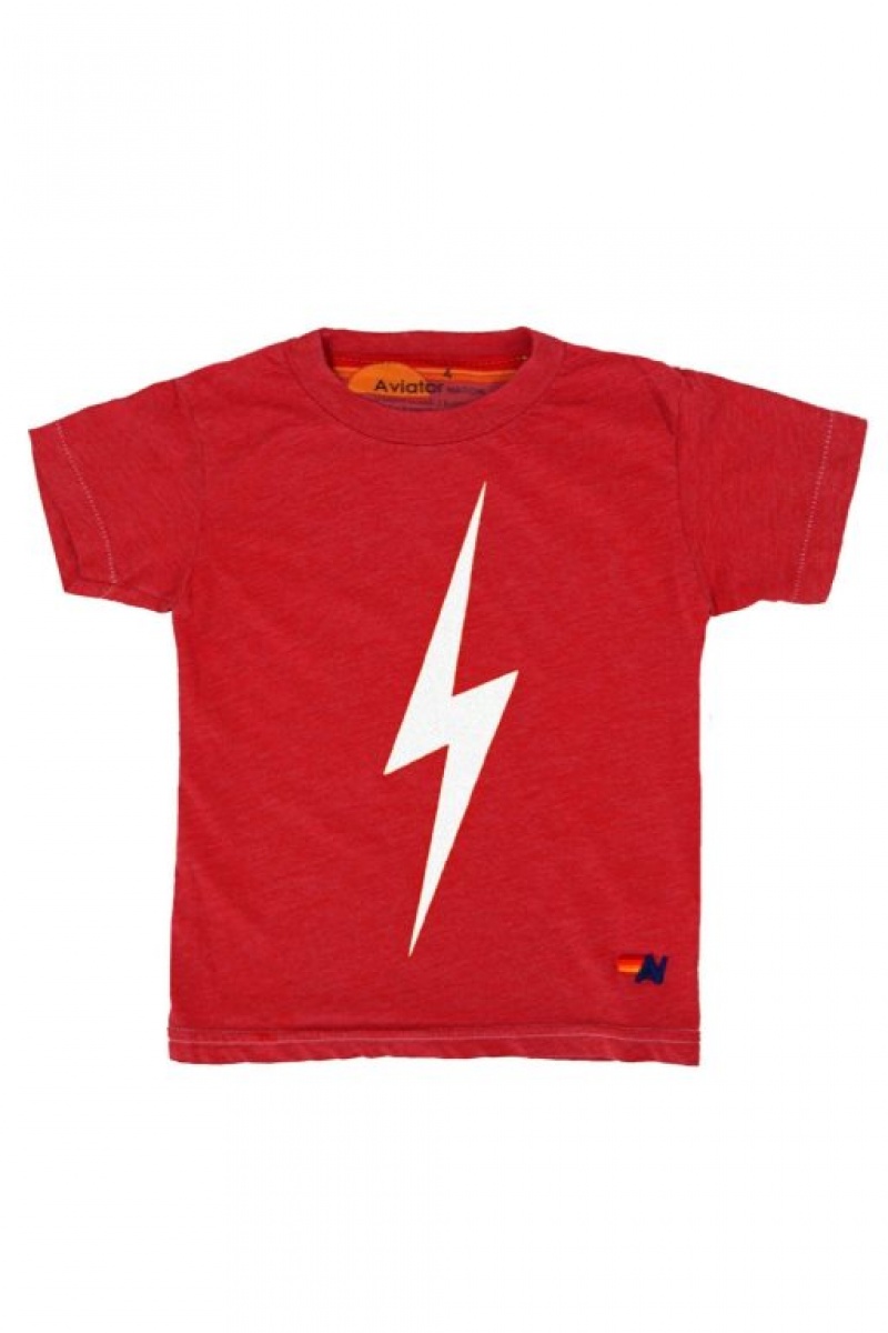 Camiseta Aviator Nation Bolt Niños Red | 93RGPXTJH