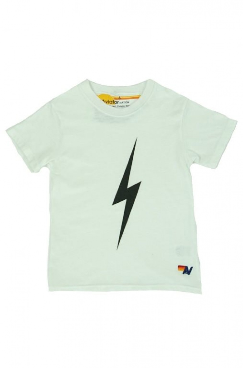 Camiseta Aviator Nation Bolt Niños White | 93QZVPIUH