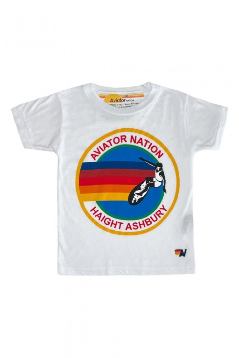 Camiseta Aviator Nation Haight Ashbury Niños White | 92VTLUQOF