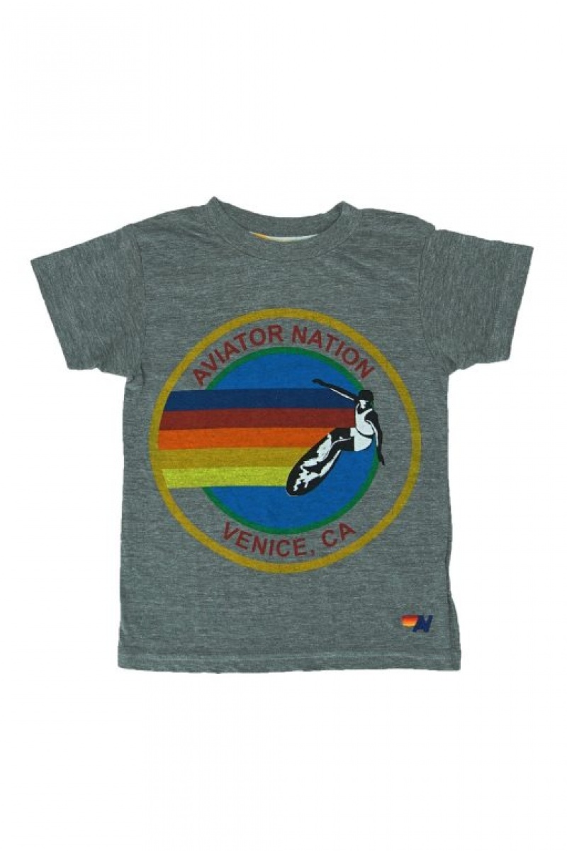 Camiseta Aviator Nation Laguna Beach Niños Grey | 92UBJASFX