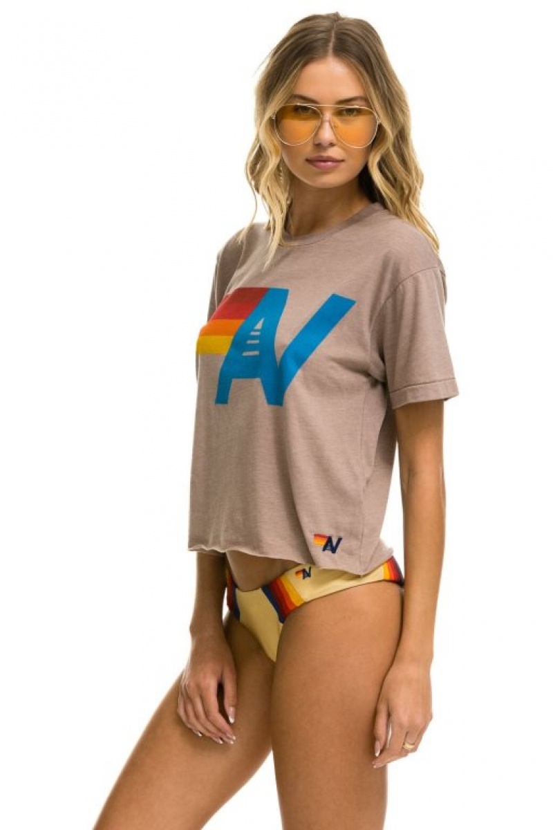 Camiseta Aviator Nation Logo Boyfriend Mujer Dusty | 23VGDKEOW