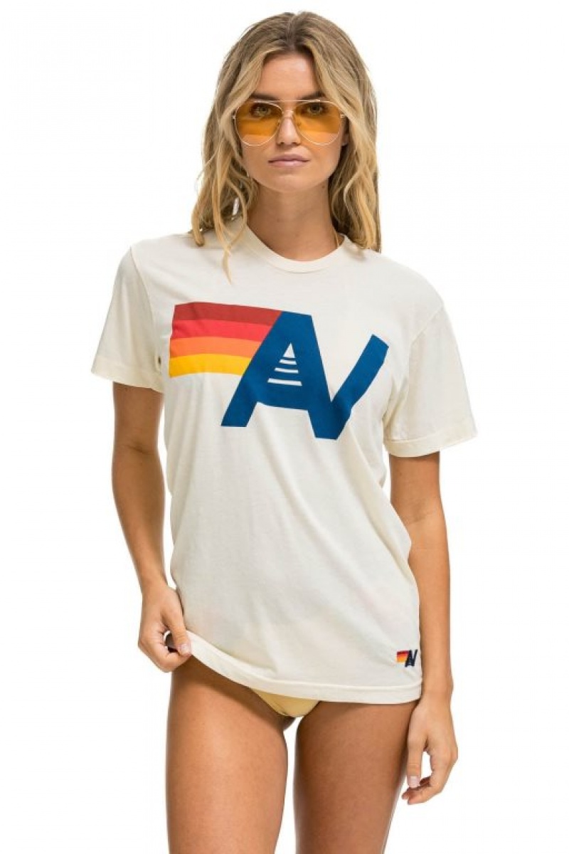 Camiseta Aviator Nation Logo Mujer White | 29DXMZNIO