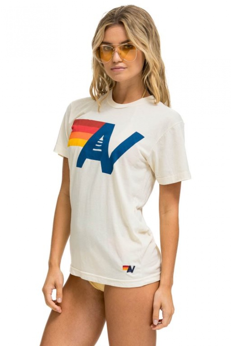 Camiseta Aviator Nation Logo Mujer White | 29DXMZNIO