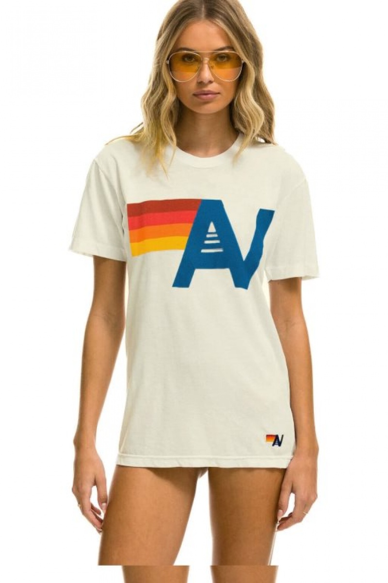 Camiseta Aviator Nation Logo Mujer White | 29DXMZNIO