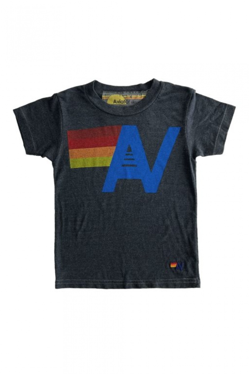 Camiseta Aviator Nation Logo Niños Grey | 91ARZIUEO