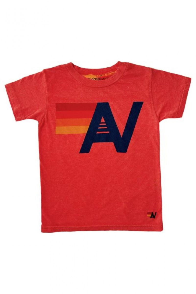 Camiseta Aviator Nation Logo Niños Red | 93PKTQUIM