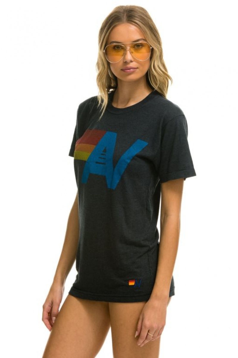 Camiseta Aviator Nation Logo - Charcoal Mujer Grey | 29EOKBWDG