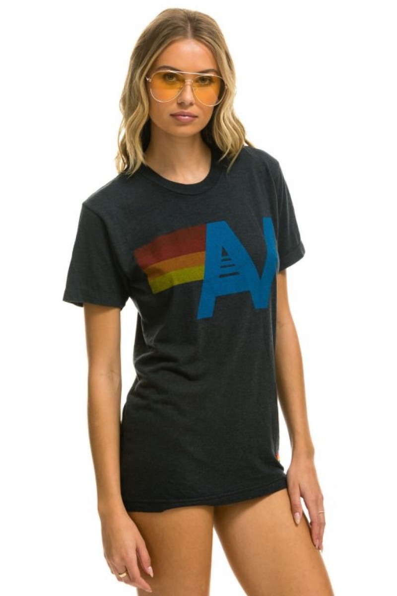 Camiseta Aviator Nation Logo - Charcoal Mujer Grey | 29EOKBWDG