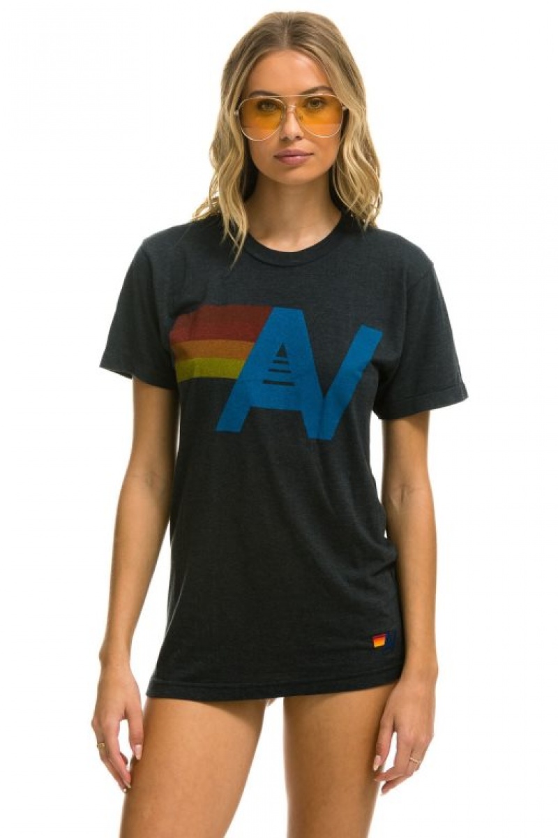 Camiseta Aviator Nation Logo - Charcoal Mujer Grey | 29EOKBWDG