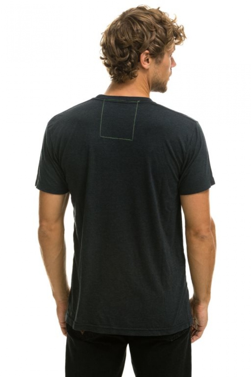 Camiseta Aviator Nation Malibu Crew Shirt Hombre Grey | 73JSCBZVY