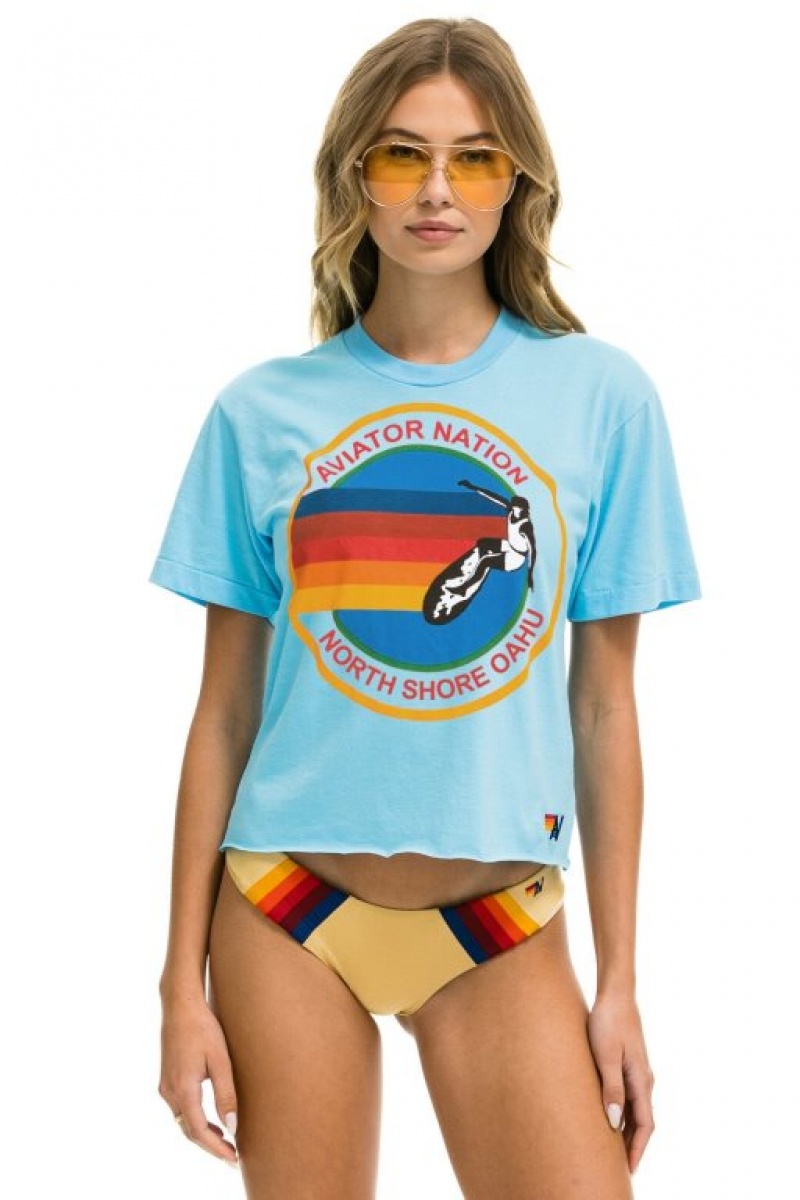 Camiseta Aviator Nation North Shore Boyfriend Mujer Blue | 25DGFEONI