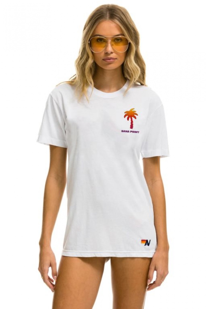 Camiseta Aviator Nation Palm Tree Festival Dana Point 2023 Hombre White | 72ITKUPXB