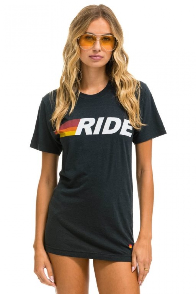 Camiseta Aviator Nation Ride Logo White Hombre Grey | 72GNLHKAY
