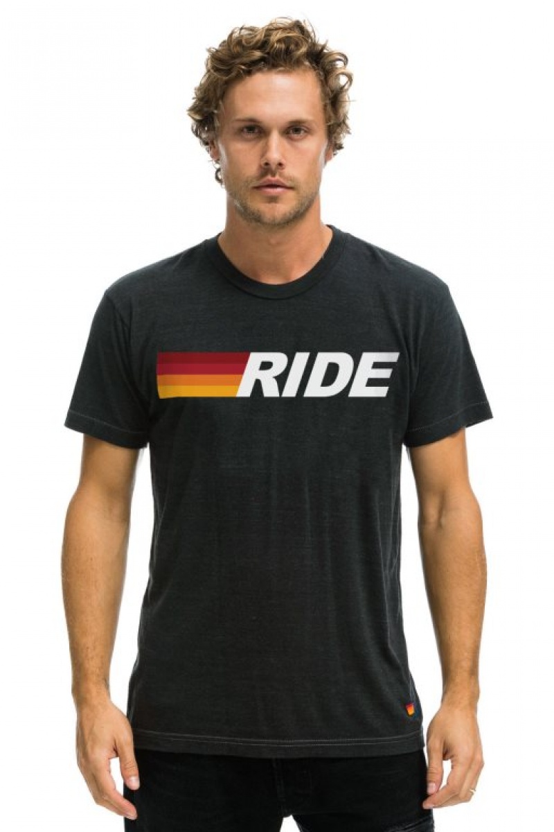 Camiseta Aviator Nation Ride Logo White Hombre Grey | 72GNLHKAY