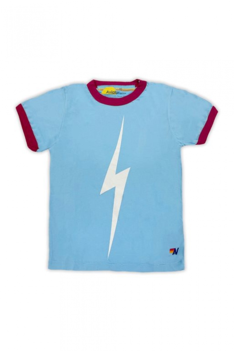Camiseta Aviator Nation Ringer Bolt Niños Blue / Red | 90XZOPFBV