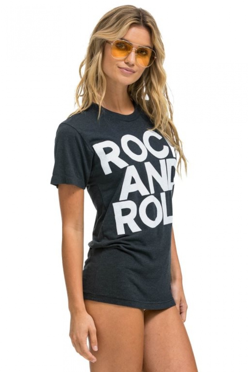 Camiseta Aviator Nation Rock And Roll Hombre Grey | 72GLVOAHU