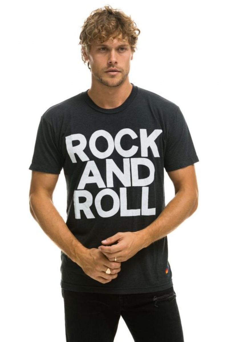 Camiseta Aviator Nation Rock And Roll Hombre Grey | 72GLVOAHU
