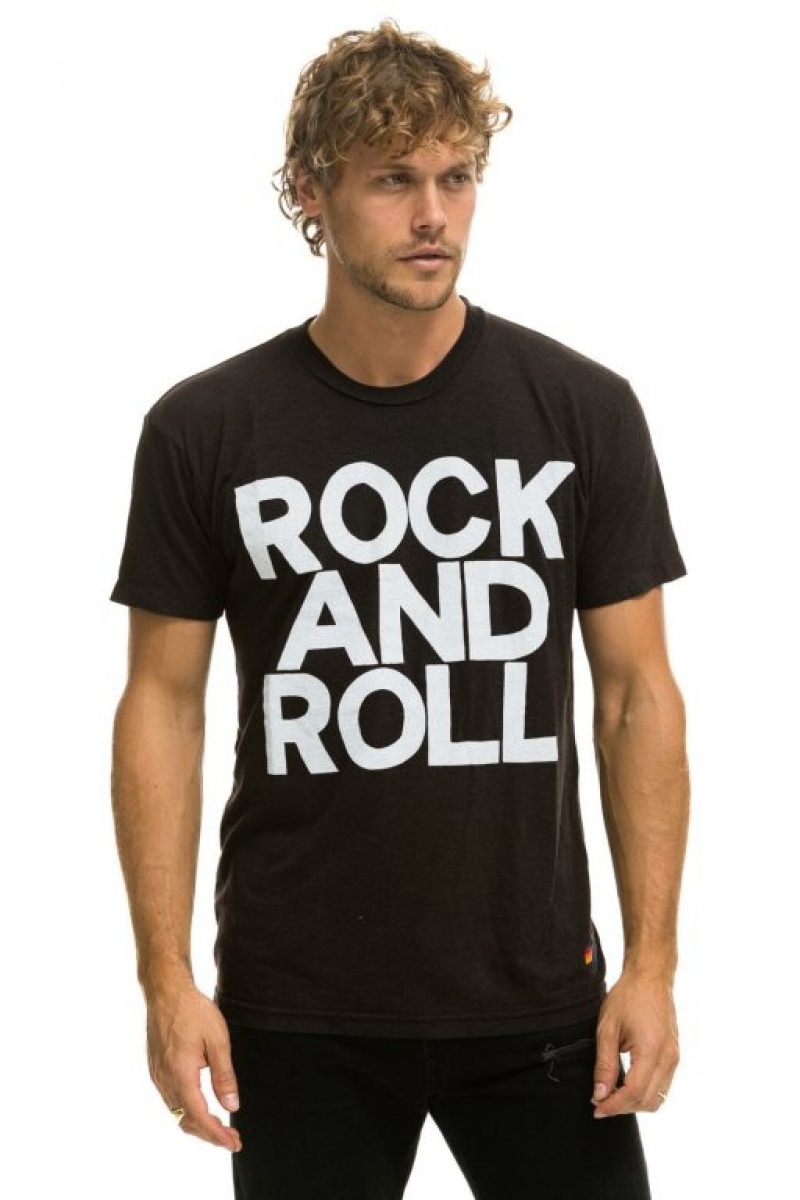Camiseta Aviator Nation Rock And Roll Mujer Black | 28SWHTNBO