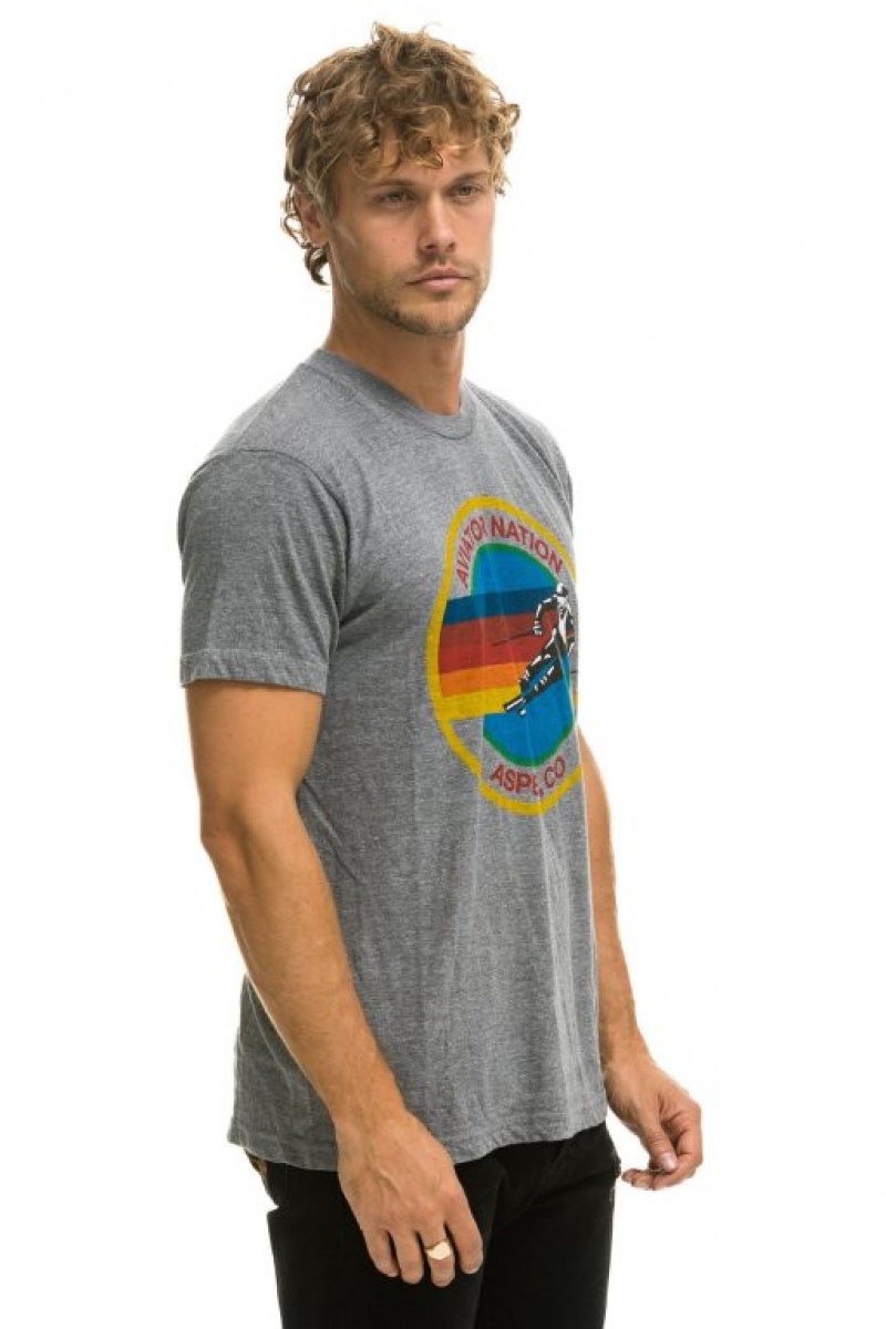 Camiseta Aviator Nation Signature Aspen Hombre Grey | 72DYAWNEP