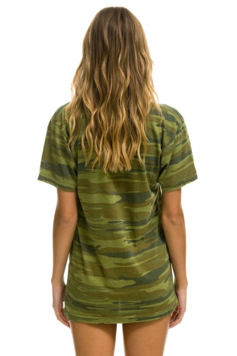 Camiseta Aviator Nation Signature Mujer Camo | 28GJIESQV