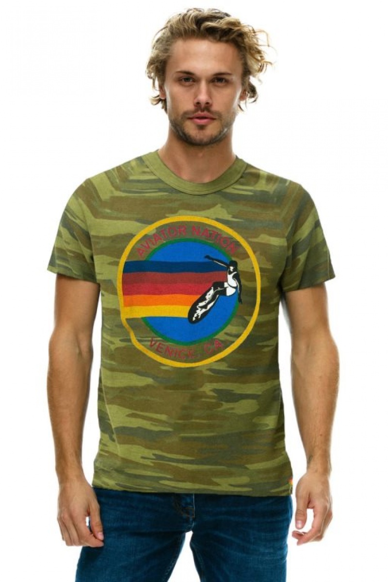 Camiseta Aviator Nation Signature Mujer Camo | 28GJIESQV