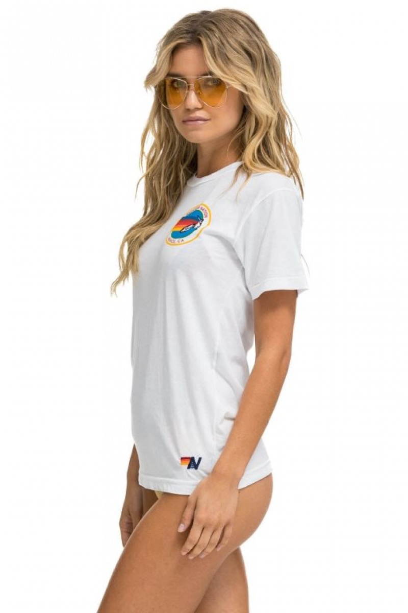 Camiseta Aviator Nation Signature Small Venice Circle Mujer White | 28HPQLZYO