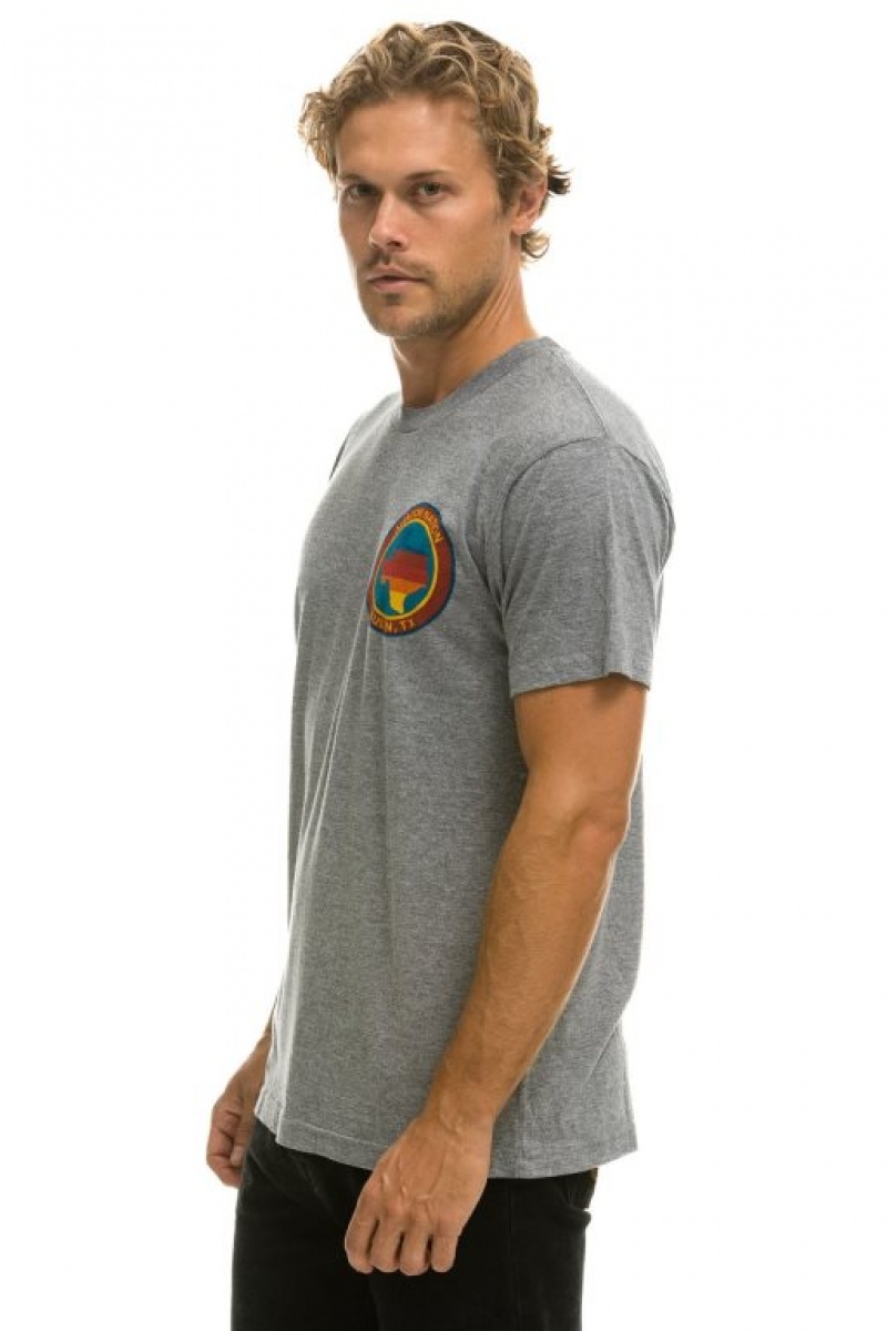 Camiseta Aviator Nation Signature Texas Small Logo Hombre Grey | 72BJCHYAM