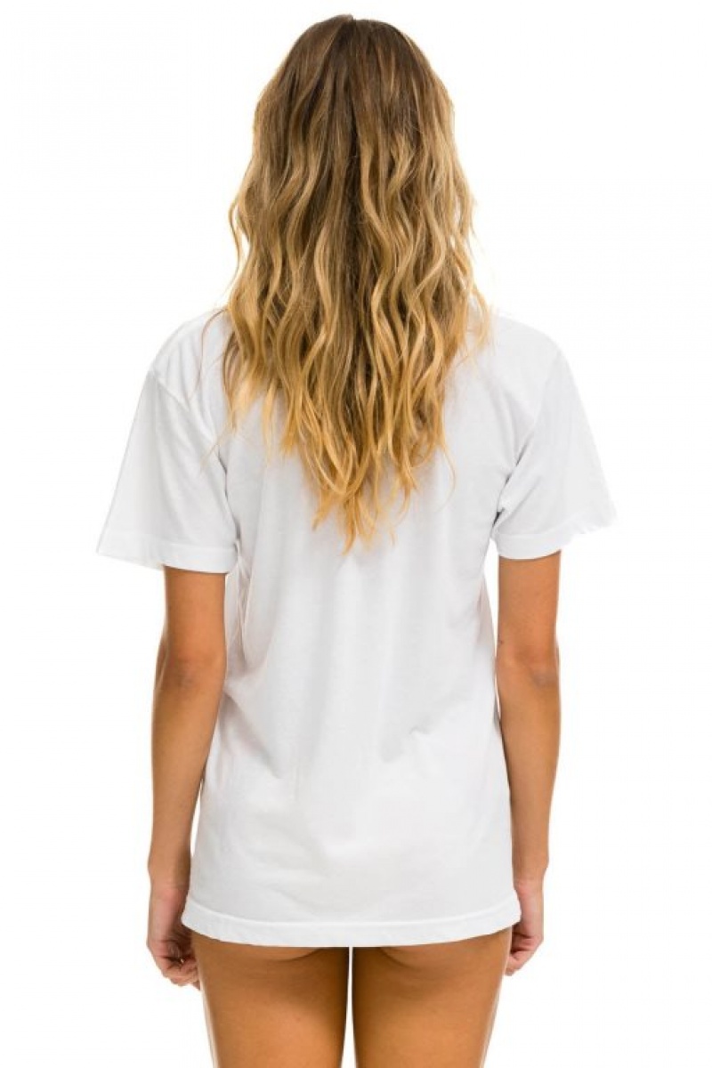 Camiseta Aviator Nation Smiley 2 Crew Hombre White | 71ZJKYVCL