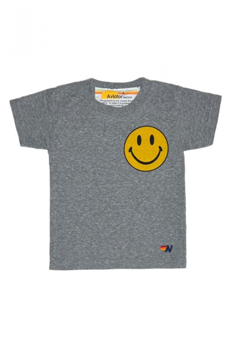 Camiseta Aviator Nation Smiley 2 Niños Grey | 90OWSNICK