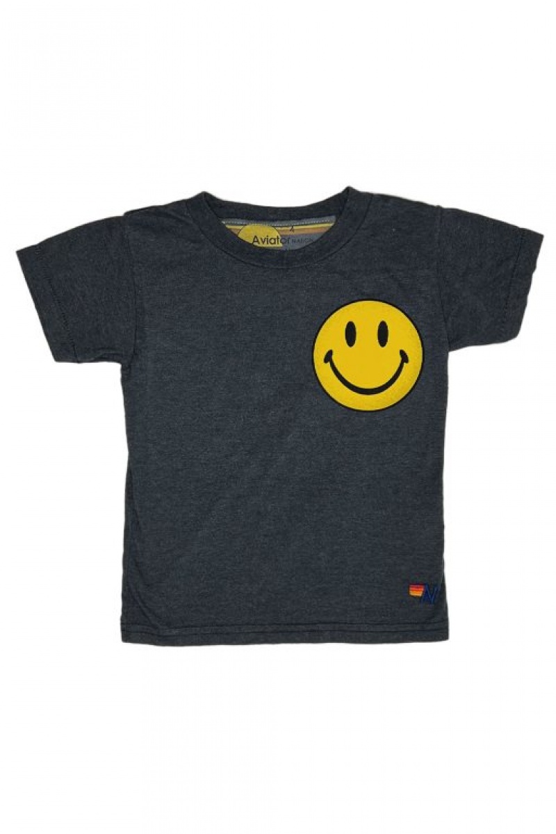 Camiseta Aviator Nation Smiley 2 Niños Grey | 90SBKOQCD