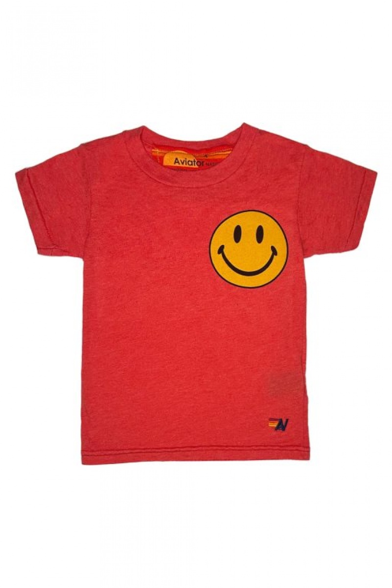 Camiseta Aviator Nation Smiley 2 Niños Red | 90IYKSPMX