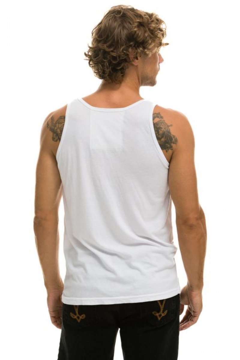 Camiseta sin Manga Aviator Nation Bolt Hombre White | 73OTFNHAI
