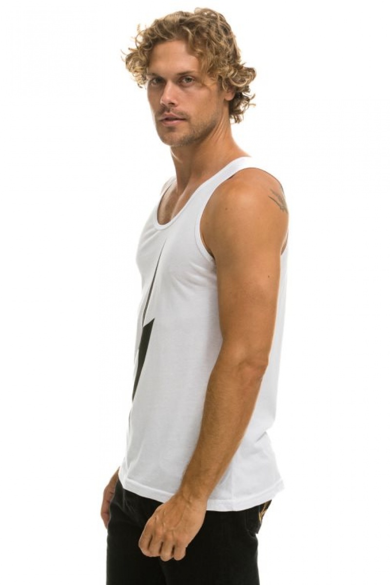 Camiseta sin Manga Aviator Nation Bolt Hombre White | 73OTFNHAI