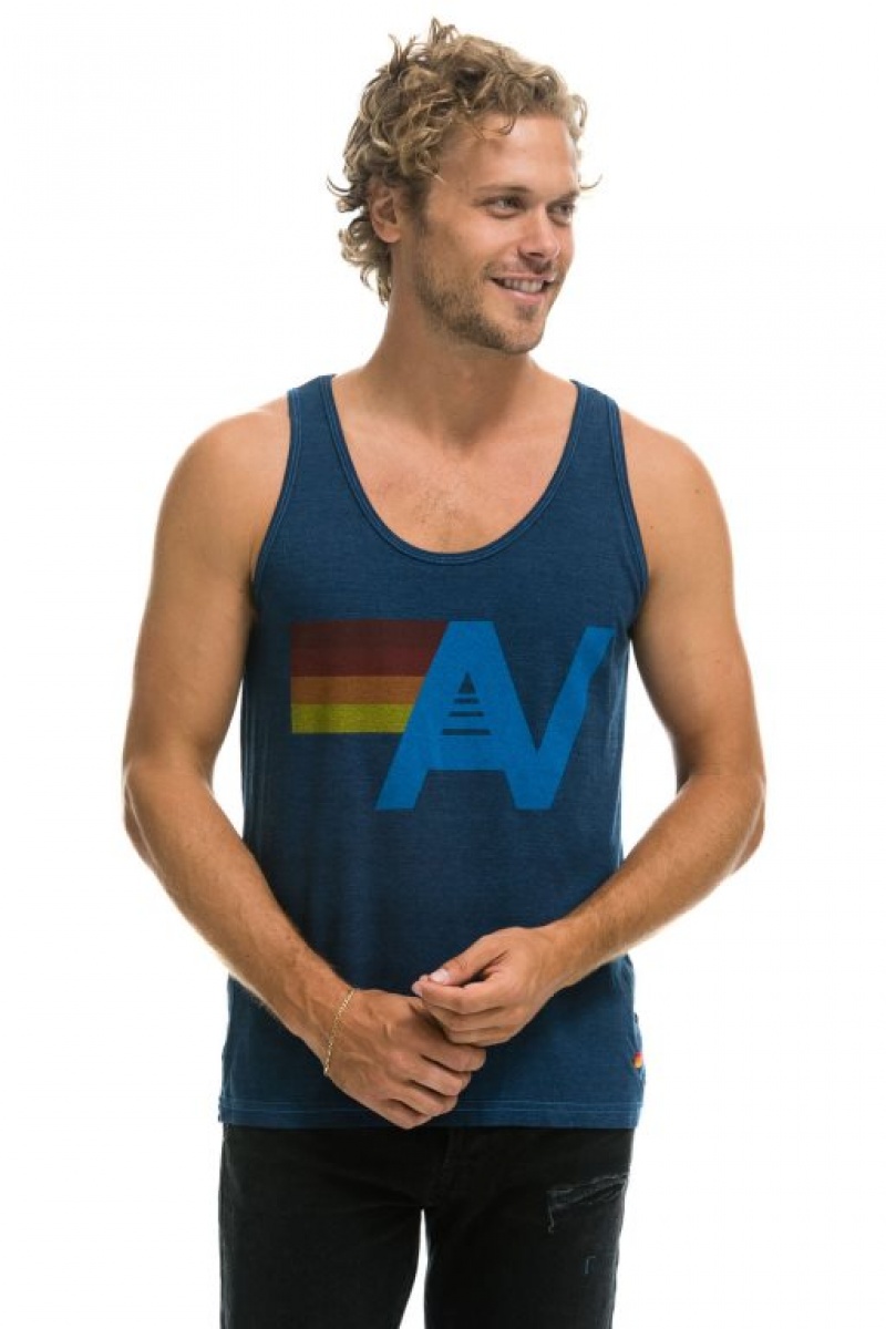 Camiseta sin Manga Aviator Nation Logo Hombre Navy | 73MHDALXR