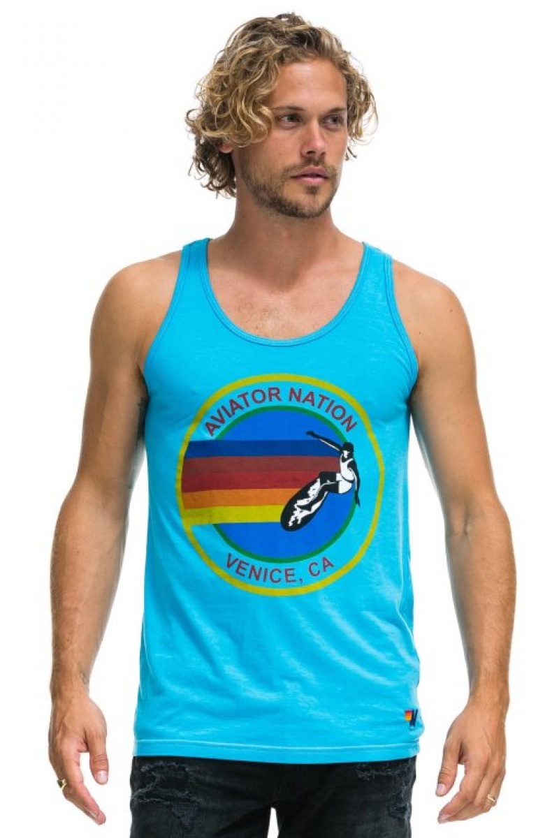 Camiseta sin Manga Aviator Nation Malibu Hombre Blue | 73WSDCMLG