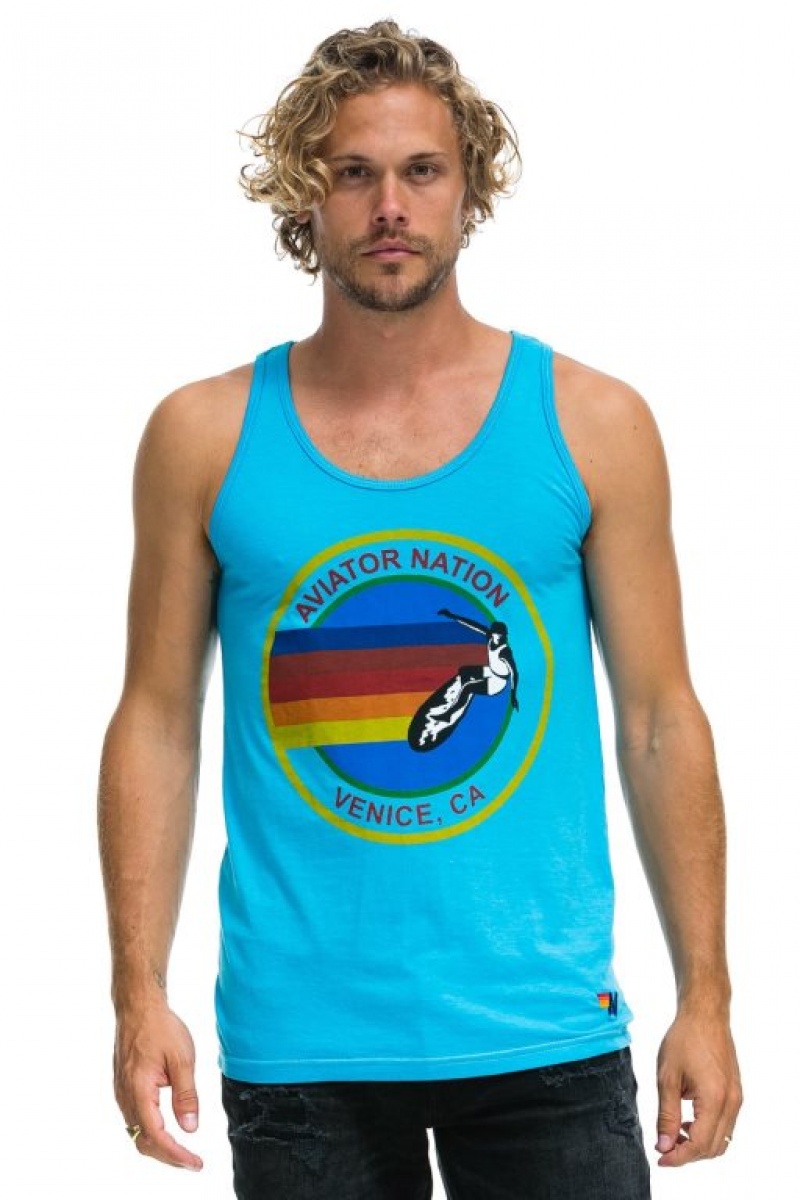 Camiseta sin Manga Aviator Nation Malibu Hombre Blue | 73WSDCMLG