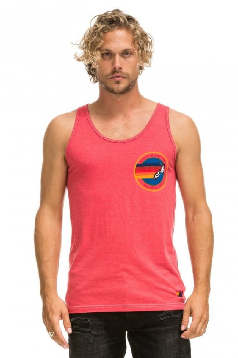 Camiseta sin Manga Aviator Nation Malibu Hombre Red | 73YWFVSPE