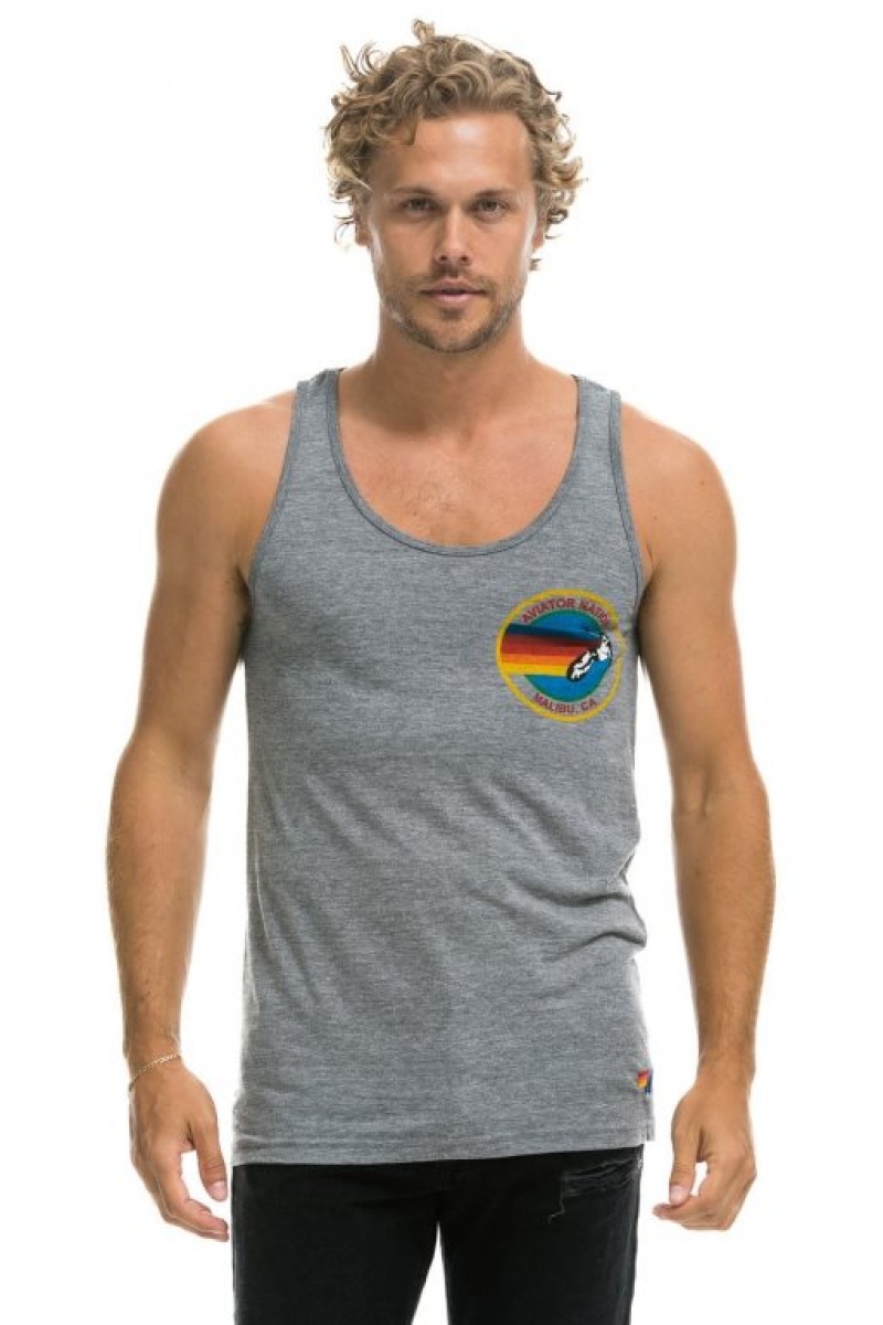 Camiseta sin Manga Aviator Nation Malibu Hombre Grey | 73ZTXCJIN