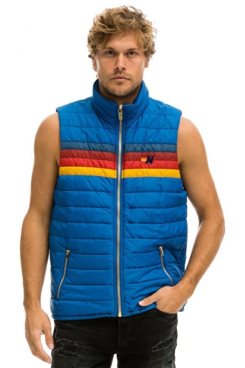 Chaleco Aviator Nation 4 Stripe Hombre Blue | 67TJFCOZW